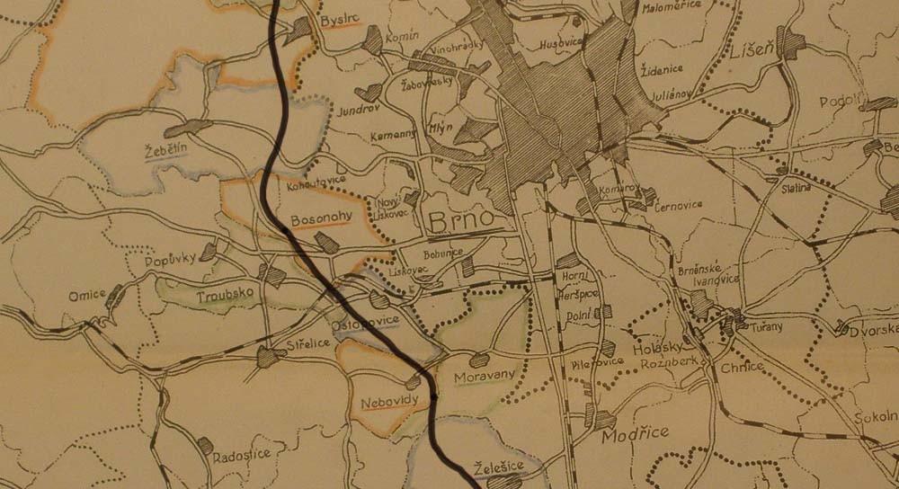 daní, výškový plán a plány trasy, výtahy z katastrálních operátů 1939-1944, kart. 8810, s. 3.) Obr. č.