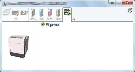 Záložka upozornění Pokud dojde k chybě, zobrazí se hlášení v podobě 3D obrázku a zprávy. Kontextové menu Status Monitor Kliknete-li na ikonu nastavení, zobrazí se následující nabídka.