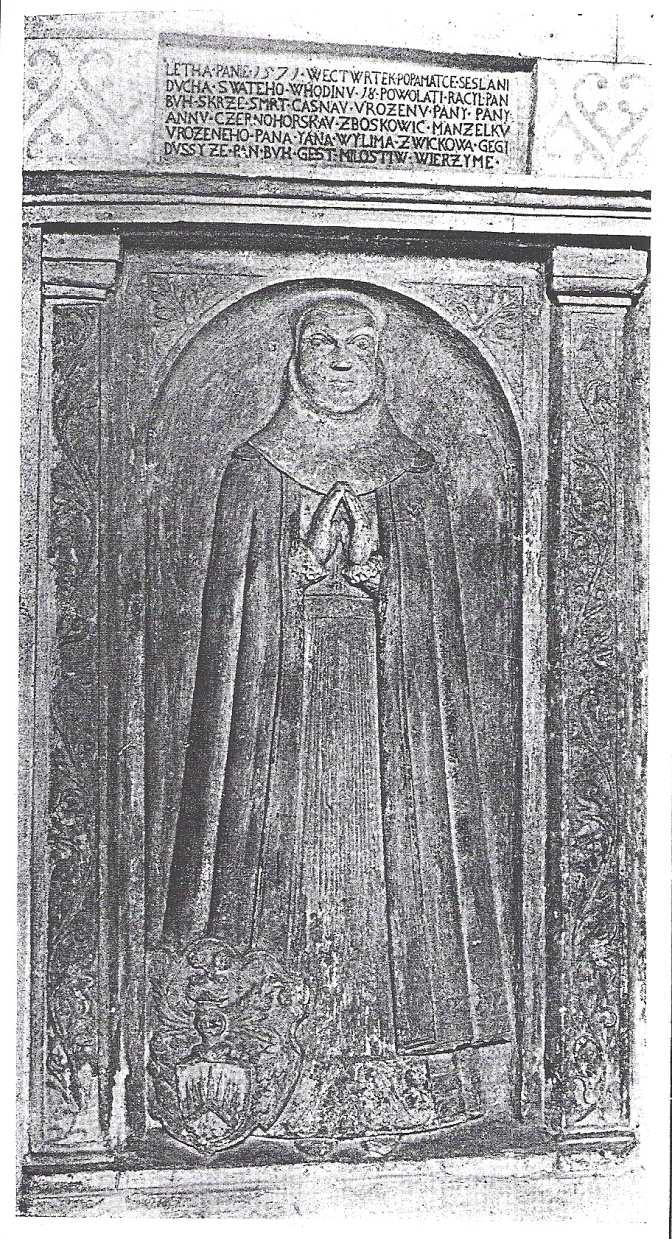 Obr. 193 Náhrobní kámen Anny Černohorské