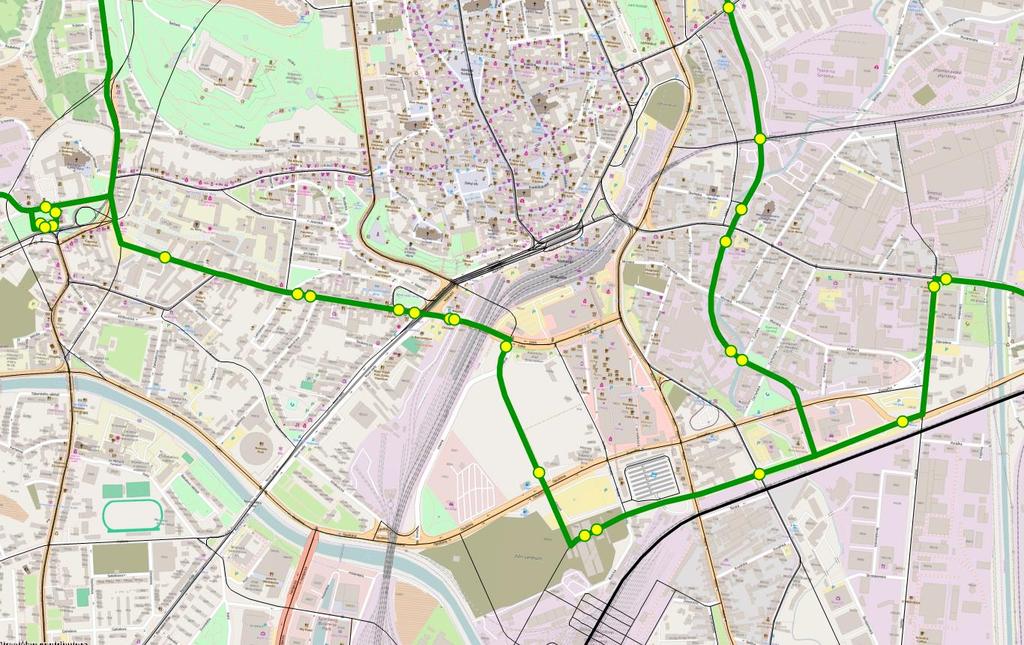 Studie proveditelnosti železničního uzlu Brno 5.3.3.3. Návrh rozvoje trolejbusové dopravy Kromě výše popsaných invariantních staveb je ve variantě Řeka uvažováno s těmito dalšími trolejbusovými tratěmi.