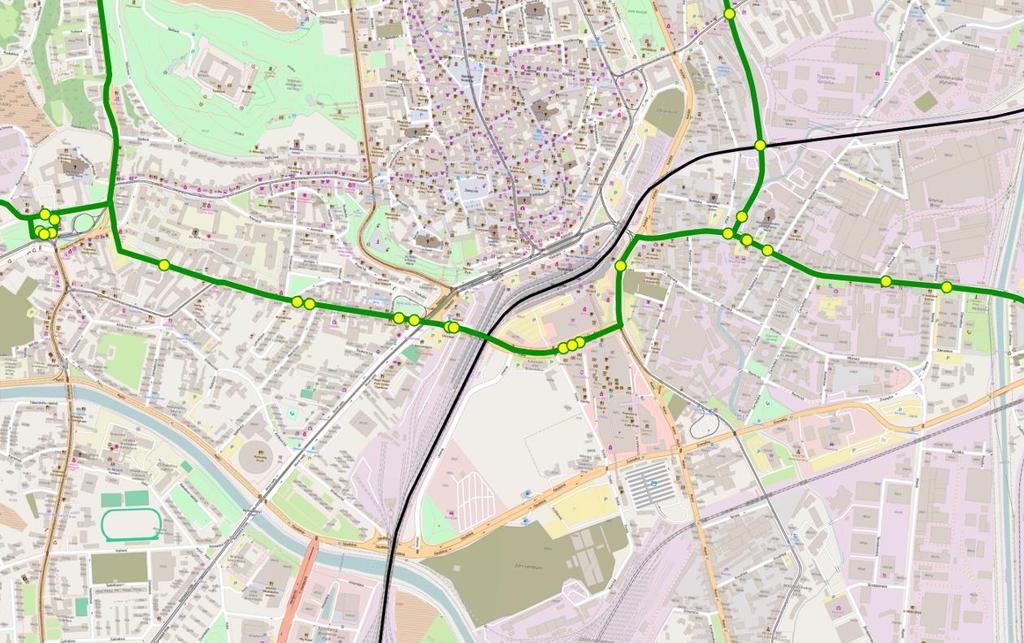 Studie proveditelnosti železničního uzlu Brno 5.3.4.3. Návrh rozvoje trolejbusové dopravy Kromě výše popsaných invariantních staveb je ve variantě Petrov uvažováno s jednou novou trolejbusovou tratí.