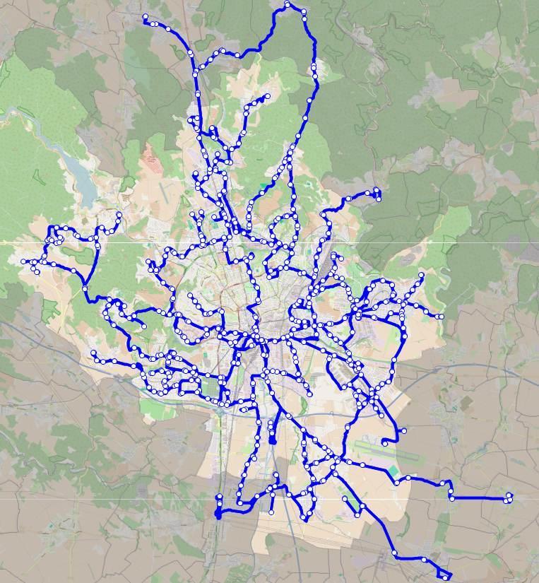 3.4.3. Městská autobusová doprava Autobusová doprava tvoří doplňkovou síť k páteřní tramvajové a trolejbusové dopravě. Některé autobusové linky obsluhují i obce mimo území města Brna.