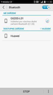 27 z 31 Bluetooth - párování zařízení Vyberete možnost Bluetooth. Telefon začne automaticky vyhledávat okolní zařízení.