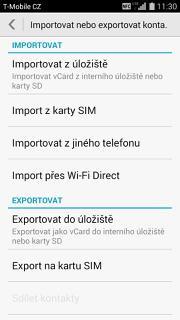 Dále stisknete Možnosti a zvolíte Import/Export.