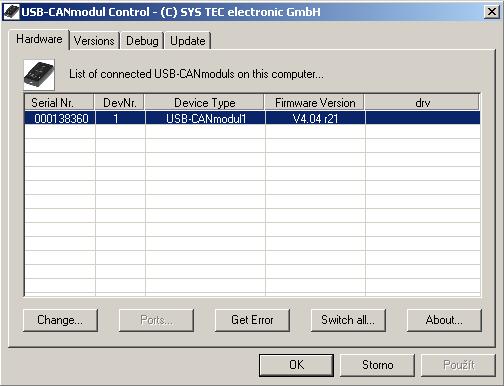 KAPITOLA 4 53 4.4.1. USB-CAN převodník 4.4.1.1 Instalace USB-CAN převodníku Pro instalaci je nutné dodržovat postup popsaný (viz kapitola 1 v literatuře [10]).