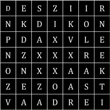 3. prázdná místa doplníme třeba náhodnými znaky (nebo znaky X, ale pozor, opět jde pomocí jejich polohy odhadnout, jak šifra asi funguje) 4.