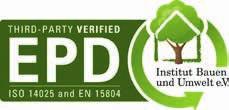 Tyto EPD prohlášení také obdržely štítek platformy ECO, poskytují informace o environmentálních datech výrobku na základě analýzy životního cyklu nebo jeho ekologické stopy.