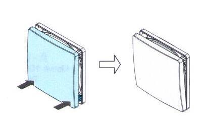 V následujícím vyobrazení je popsáno přivření vnitřního krytu na spodní hraně. Přivření vnitřního krytu shora je identické s tímto vyobrazením. Podmínky: Vnitřní kryt je otevřený.