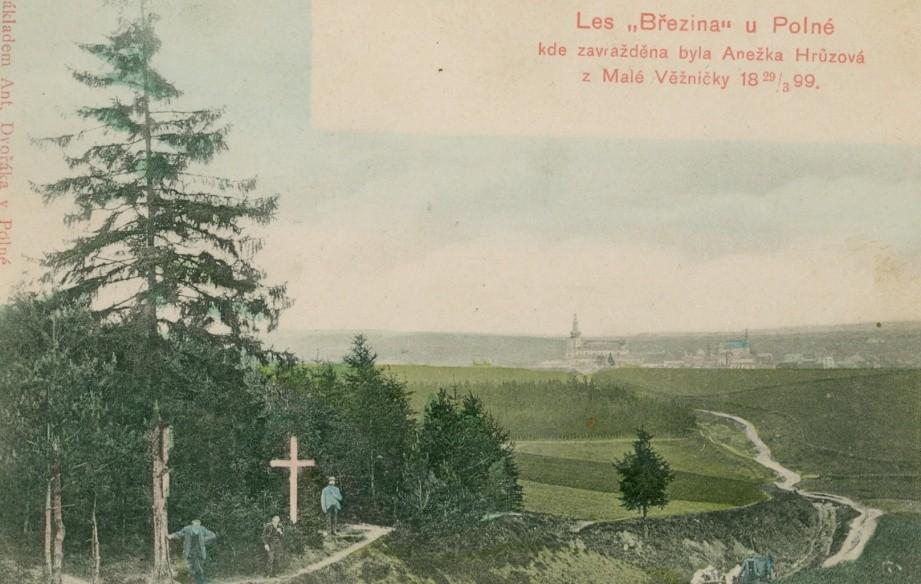10.5 Popis činu Kdyţ šla mladá dívka Aneţka Hrůzová 29. března 1899 z Polné do Věţničky kolem lesa Březiny, přepadl ji násilník, který ji zabil a tělo ukryl mezi stromky blízko cesty.