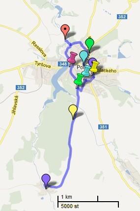 11.1 Mapa trasy Obrázek 10: Mapa trasy 11.2 Podrobný popis trasy V trase vyuţívám tři styly značek.