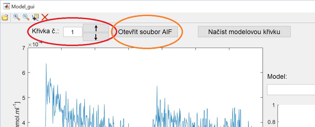 3.3.2 Křivky souboru/aif Obr 46: Náhled tlačítek Pokud soubor obsahuje vícero křivek, nástroj na Obr. 46 označený červenou elipsou umožňuje jejich výběr.