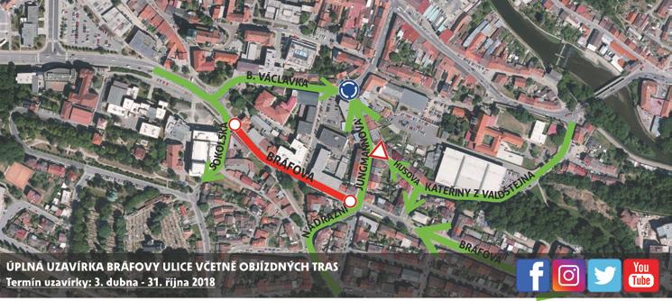 UŽITEČNÉ INFORMACE Uzavírky v Třebíči začaly STÁT OPRAVUJE MOST VE SPORTOVNÍ ULICI V termínu od 3. dubna do 4. října probíhá oprava mostu přes řeku Jihlavu ve Sportovní ulici.