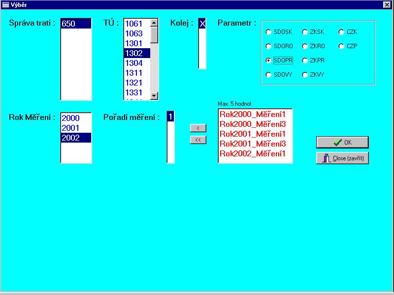 Konkrétní výběr se provádí v zadávací tabulce: Obr.