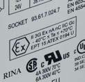 (Ex na nc) počet kontaktů 1 = 1P, 6 A buzení vstupního obvodu 0 = AC/DC 7 = DC zvýšená citlivost 8 = AC (50/60 Hz) jmenovité napětí vstupního obvodu viz tabulka napětí vstupního obvodu Další údaje