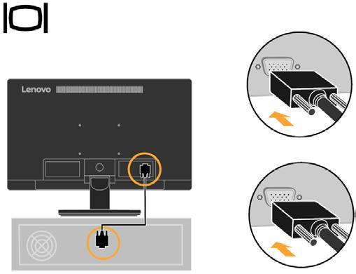 3. Připojte kabel analogového signálu ke konektoru D-SUB monitoru a druhý konec k zadní části počítače. 4.