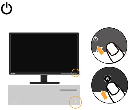 6. Zapněte monitor a počítač. 7. Aby bylo možné nainstalovat ovladač monitoru, je třeba jej stáhnout z webových stránek Lenovo (www.lenovo.com/support/v20_10) a postupovat podle pokynů na stránce 3-4.