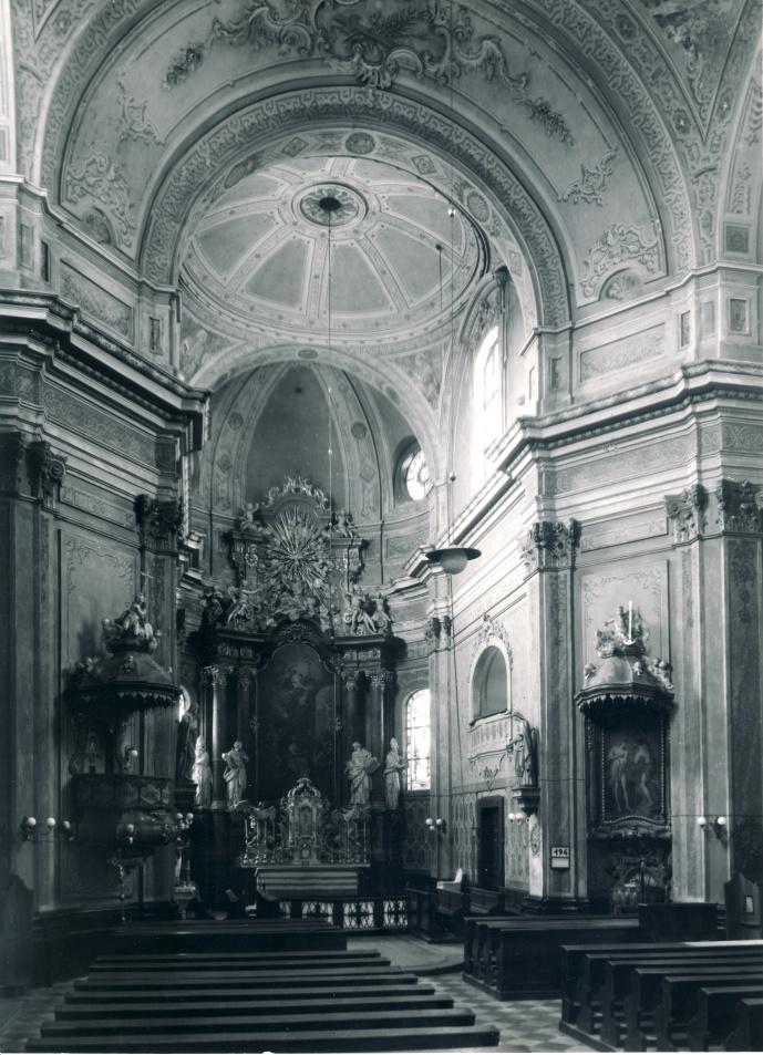 38 Interiér kostela, původní podoba, 1754-1763. Hranice, kostel Stětí sv.