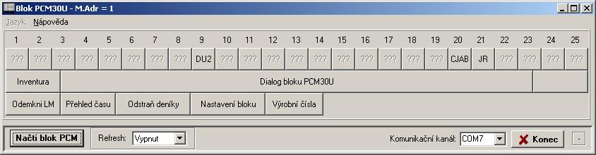 kromě archivu databáze poplachů a již vyčtených deníků povelů. Starší přenosová zařízení jsou připojena přes rozhraní M ke kartě RJ1 (dřívější označení bylo blok RB).