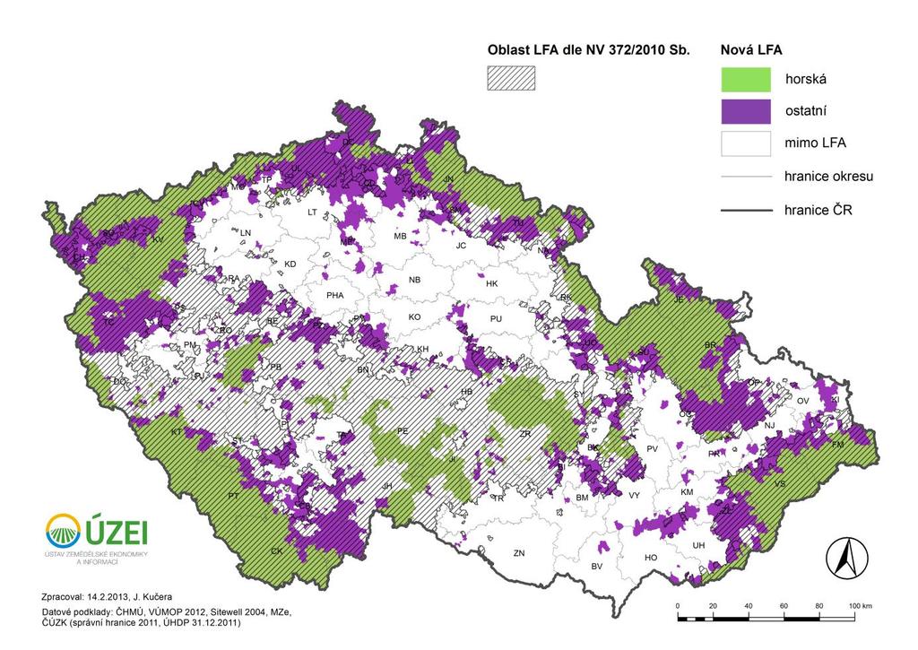 Obr. 5 Vymezení při použití jemného doladění podle SP i na nízkou teplotu-práh 80 % průměru ČR V čl. 32 odst.