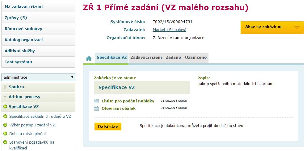 Pozn. Dodavatele můžeme odebrat pomocí červeného symbolu. Pokud máme zvoleno, klikneme na tlačítko Pokračovat.