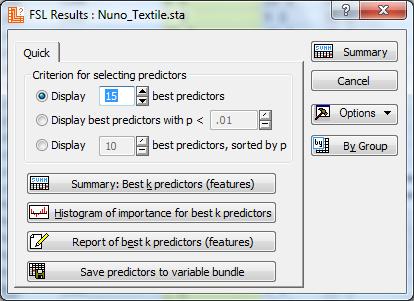predictors from a large list of