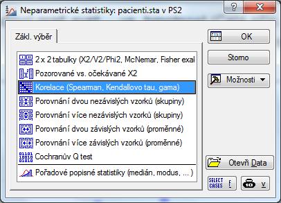 Spearmanův korelační koeficient Spearmanův pořadový korelační koeficient - neparametrická míra statistické závislosti dvou proměnných.