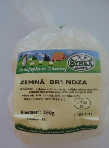 4 MATERIÁL A METODIKA 4.1 Charakteristika materiálu Vzorek č. 1: Zimná bryndza Sloţení: ovčí sýr z nepasterovaného ovčího mléka min.