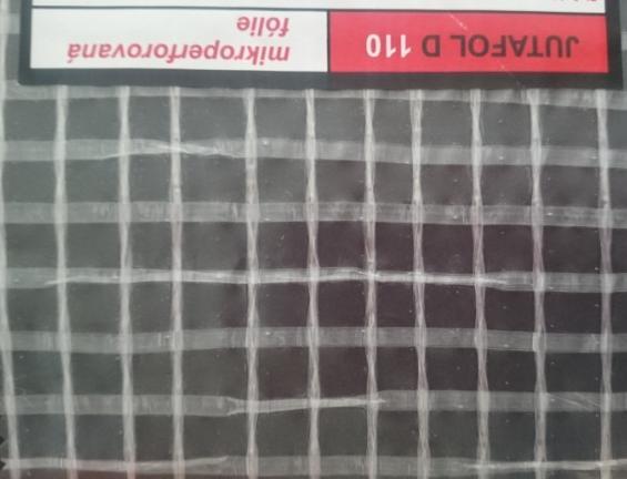 Obrázek 19 Pojistné hydroizolace Prvním pozorovaným materiálem byla mikroperforovaná fólie Jutafol D 110 od společnosti JUTA