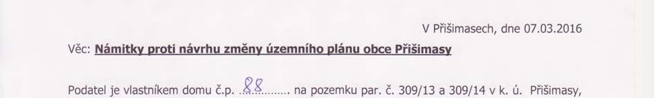 Návrh rozhodnutí o námitkách změna č.
