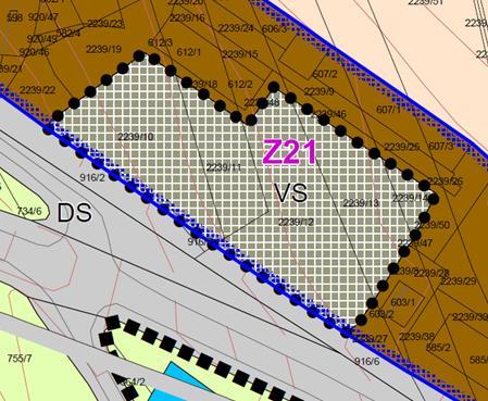 Obrázek 2: Výřez z Hlavního výkresu Návrhu ÚP Sobotka předložený k veřejnému projednání Námitce se vyhoví částečně, tj. v návrhu ÚP Sobotka bude prověřena možnost využití pozemku parc. č. 2239/14 a severní části pozemků parc.