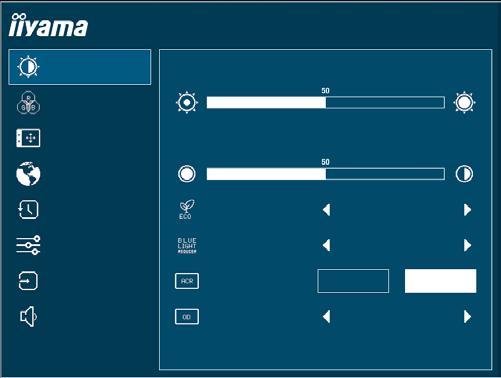 NASTAVENÍ OBSAHU MENU Regulace obrazu * 3 Picture Adjust Regulace obrazu Jas ProLite B2791QSU Nastavení barev OSD Kontrast Jazyk Reset ECO Režim 1 Různé Redukce modrého světla Režim 1 Volba vstupů