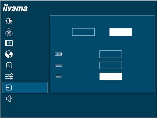 Volba vstupů Input Select Regulace obrazu Zdroj vstupu ProLite B2791QSU Přímo Nastavení barev OSD Manual Auto Manual Jazyk DVI Vybrat Reset HDMI Vybrat Různé DISPLAYPORT (DP) Vybrat Volba vstupů