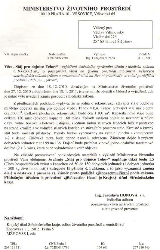 5. Kategorizace záměru dle MŽP EIA Stavební úpravy stávající stáje s