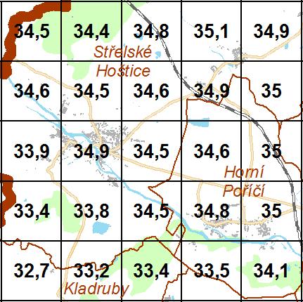 reprezentativnost 0,5 až 4 km.