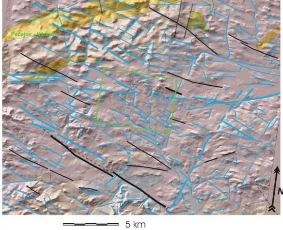 Obr. 4.2-1 4.3 Pačejov Nádraží - Lineární strukturní prvky lokality(kučera a kol. 2003). Pozn.