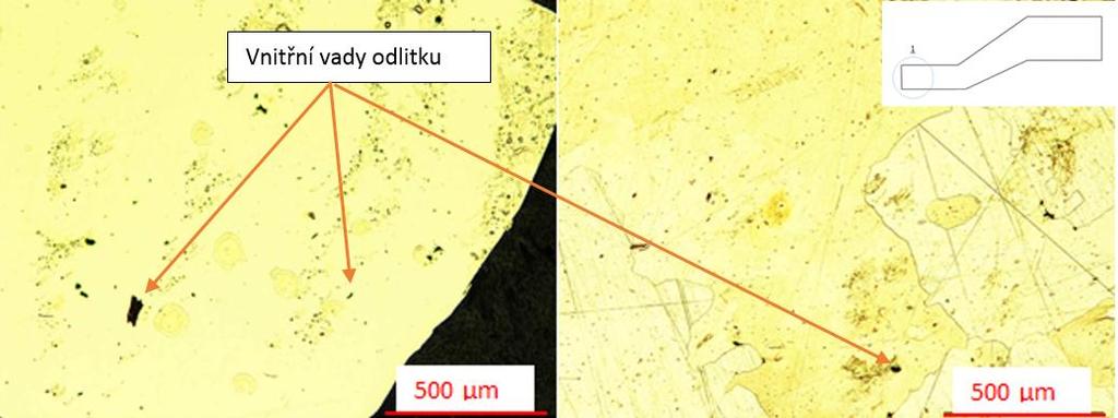 Metalografie vzorek CuZn30, klapka typu KL119 98 Obrázek 97: Vzorek CuZn30 KL119 98, zalitý do formovací hmoty po naleptání (vzorek určený pro metalografii a