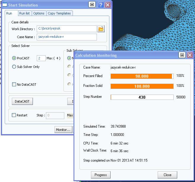 Předposledním krokem je nastavení parametrů vlastní simulace. K tomuto účelu slouží v záložce cast položka simulation parameter.