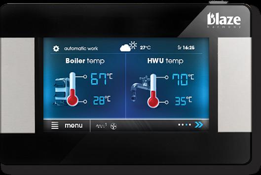 Řídící jednotka PLUM ECOMAX 80 P dotykový displej automatické zapalování a vyhasínání hořáku možnost dokoupení dotykového displeje plynulá modulace výkonu ovládá čerpadlo primárního okruhu, UT a TUV,