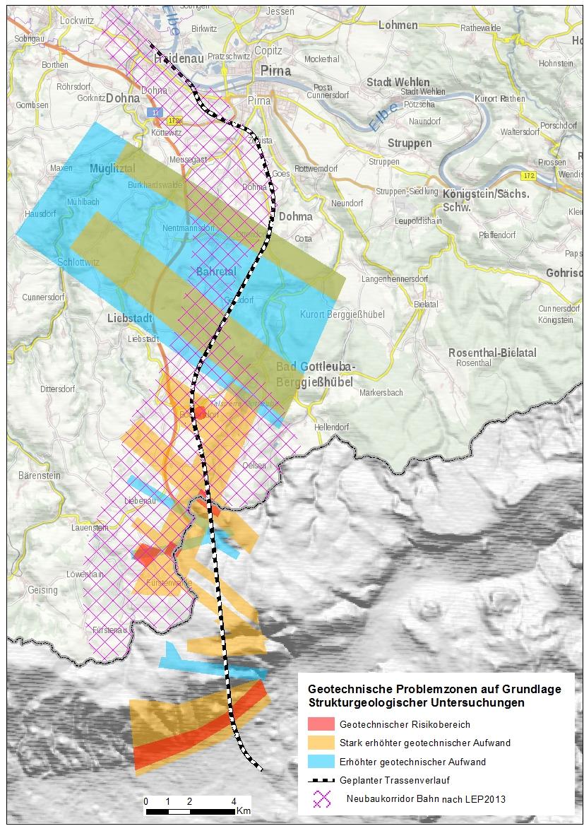 strukturgeologischer und geophysikalischer Untersuchungen Blau =