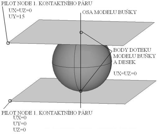 27, úsek (a) až (b)). Zatěžující síla modelu buňky se určí jako reakční síla v jednom z pilot node.