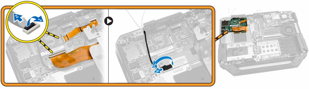 Odpojte kabel I/O od základní desky [2]. c.