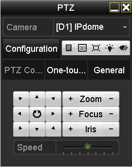 MOŽNOST 2: V režimu živého zobrazení můžete stisknout tlačítko ovládání PTZ na předním panelu nebo na dálkovém ovladači nebo vyberte ikonu ovládání PTZ na panelu rychlého nastavení, nebo v nabídce