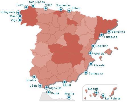 Základní informace INFRASTRUKTURA NÁMOŘNÍ DOPRAVA Celkem 22 přístavů 3 z 10 největších přístavů Evropy Barcelona, Valencie,