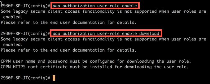 User based tunneling (UBT) a downloadable role Aruba user role umožňují zjednodušení dynamického přiřazení autorizačních atributů díky jejich sdružení právě do uživatelské role.