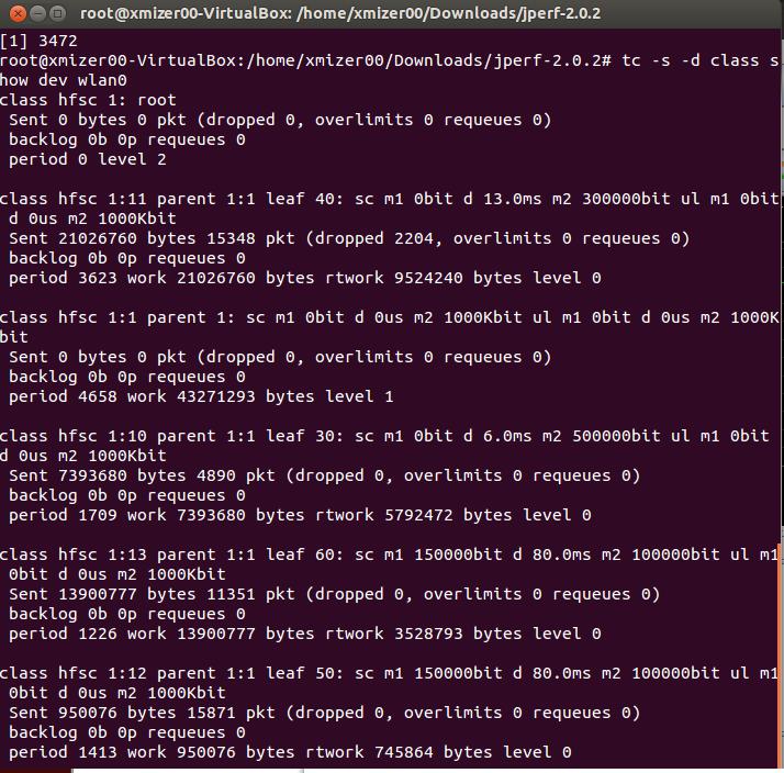 tc filter add dev wlan0 protocol ip parent 1:0 prio 3 u32 match ip dport 80 0xffff flowid 1:12 tc qdisc add dev wlan0 parent 1:10 handle 30: sfq perturb 10 tc qdisc add dev wlan0 parent 1:11 handle