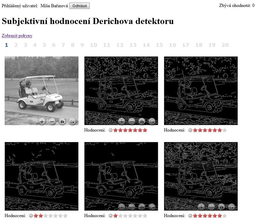 Obrázek 7.2: Ukázka výsledného hodnotícího dotazníku. 7.2 Realizace metody subjektivního hodnocení Prvním krokem celého procesu je výběr srovnávaných metod.