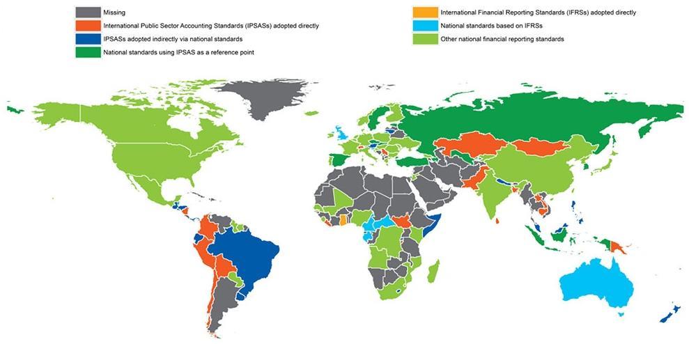IPSAS ve světě (ústřední vlády) Mapa + zdroj dat: zpracování údajů zveřejněných IFAC : www.ifac.