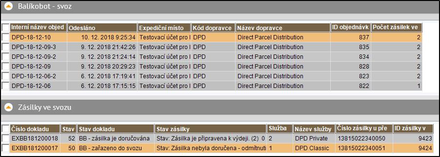 Nad formou svozu lze: Zobrazit soupisku svozu což je