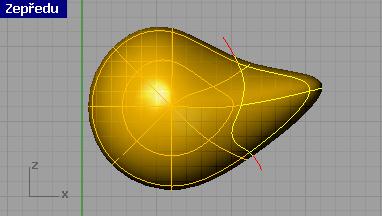 Vytvoření křivky pro rozdělení zobáku 1. V menu Křivka klikněte na Volný tvar a poté na Interpolovat body. 2.