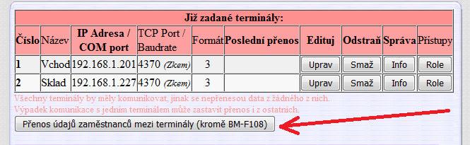 Po kliknutí na BMFinger v menu Zaměstnanci / Editace údajů zobrazí program modul (viz obrázek výše) umožňující stáhnout data o pracovnících z terminálu do databáze programu, provést případně